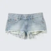 Venus Frayed Low Rise Denim Hotpants – Lip Blue – Light Blue