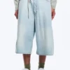 Void Mid Rise Loose Long Denim Shorts – Ghost Blue – Light Blue