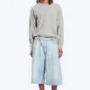 Void Mid Rise Loose Long Denim Shorts – Ghost Blue – Light Blue