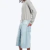 Void Mid Rise Loose Long Denim Shorts – Ghost Blue – Light Blue
