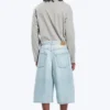 Void Mid Rise Loose Long Denim Shorts – Ghost Blue – Light Blue