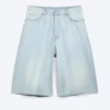 Void Mid Rise Loose Long Denim Shorts – Ghost Blue – Light Blue