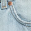 Void Mid Rise Loose Long Denim Shorts – Ghost Blue – Light Blue