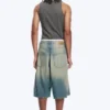 Void Mid Rise Loose Long Denim Shorts – Honey Blue – Light Blue