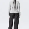 Waffled Long-Sleeved Henley Top – Grey Melange