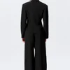 Waisted Linen-Blend Blazer – Black