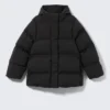 Waisted Puffer Jacket – Black
