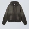 Washed Boxy Zip Hoodie – Washed Dark Grey