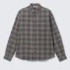 Washed Checked Button-Down Flannel Shirt – Checked Washed Grey