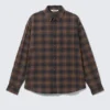 Washed Checked Button-Down Flannel Shirt – Checked Washed Navy/Orange