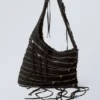 Washed Denim Multi Zip Bag – Black