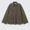 Washed Loose Fit Ripstop Jacket – Dark Mole