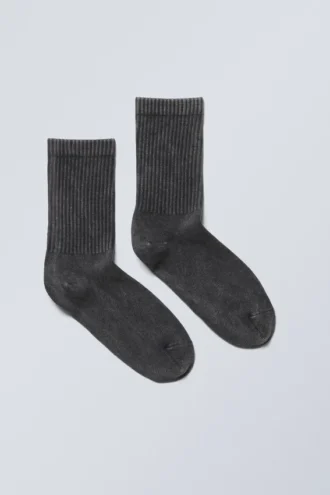 Washed Print Sport Socks – Washed Black