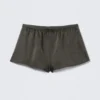 Washed Satin Pyjama Boxers – Washed Dark Grey