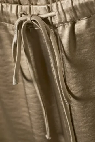 Washed Satin Pyjama Trousers – Beige