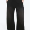 Washed Wide Leg Scuba Sweatpants – Washed Black