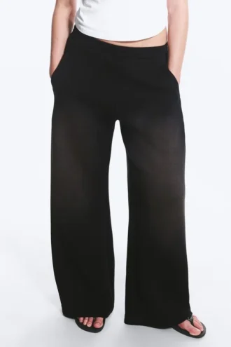 Washed Wide Leg Scuba Sweatpants – Washed Black