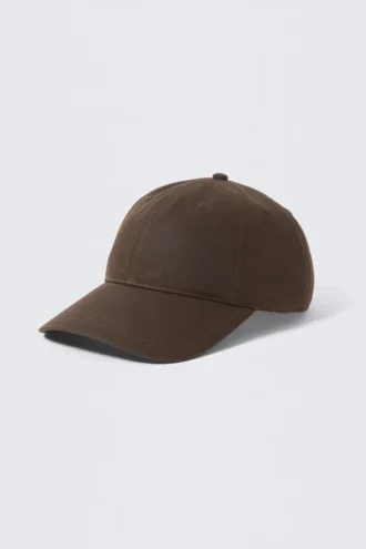Waxed Cotton Baseball Cap – Dark Brown