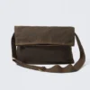 Waxed Cotton Canvas Messenger Bag – Dark Brown