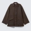 Waxed Cotton Utility Jacket – Dark Brown