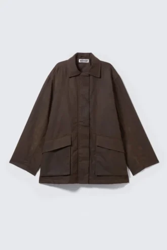 Waxed Cotton Utility Jacket – Dark Brown