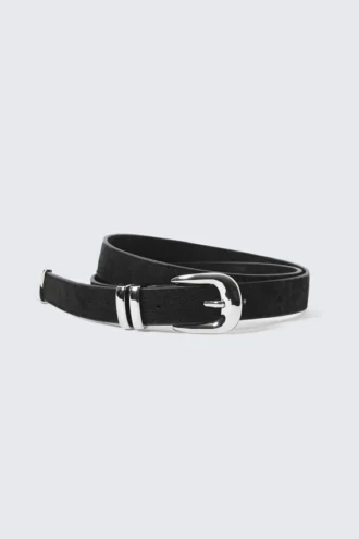 Western Faux Leather Belt – Black