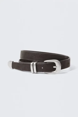 Western Faux Leather Belt – Dark Brown