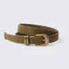 Western Faux Leather Belt – Dark Khaki Green – Golden