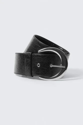 Wide Faux Leather Belt – Dark Navy Blue