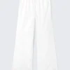 Wide Leg Cotton Poplin Pyjama Trousers – White