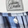 Wide-Leg Cotton Twill Trousers – Blue Check