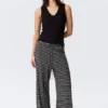 Wide-Leg Pull-On Lyocell Trousers – Black & Grey Stripes