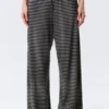 Wide-Leg Pull-On Lyocell Trousers – Black & Grey Stripes