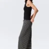 Wide-Leg Pull-On Lyocell Trousers – Black & Grey Stripes