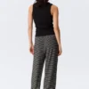 Wide-Leg Pull-On Lyocell Trousers – Black & Grey Stripes
