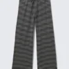 Wide-Leg Pull-On Lyocell Trousers – Black & Grey Stripes