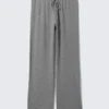 Wide-Leg Pull-On Lyocell Trousers – Grey Melange