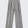 Wide Leg Trousers – Striped Grey