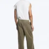 Wide Lounge Cotton Trousers – Dusty Khaki Green