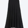 Wide Mid Rise Maxi Skirt – Black
