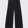 Wide Pull on Suiting Trousers – Black