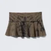 Wide Waist Cotton Mini Skirt – Dark Mole Tie-Dye