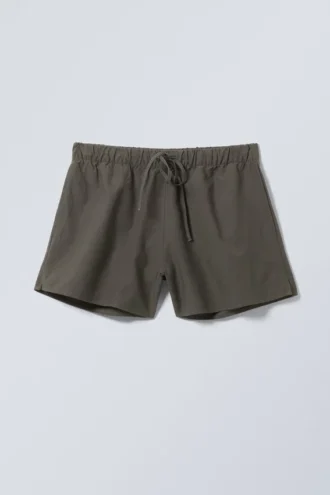 Wide Washed Pull-On Shorts – Dark Mole