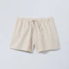 Wide Washed Pull-On Shorts – Light Beige