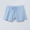 Wide Washed Pull-On Shorts – Light Blue