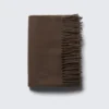 Wool Blend Fringe-Edge Blanket Scarf – Dark Brown