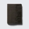 Wool Blend Fringe-Edge Blanket Scarf – Dark Grey Check
