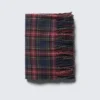 Wool Blend Fringe-Edge Blanket Scarf – Dark Red Check