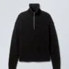 Wool-Blend Half-Zip Turtleneck Sweater – Black