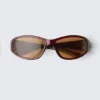Wrap-Around Sunglasses – Transparent Red – Brown Lenses